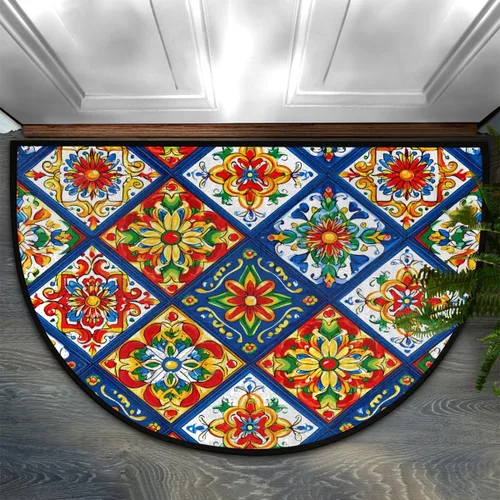 Miniatura 6 de AUUXVA Tapete semicircular con estampado de patas de perro, para entrada interior, huellas, cachorros, antideslizante, absorbente, 24 x 36 pulgadas