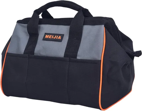 Miniatura 2 de MEIJIA Bolsa de herramientas portátil de boca ancha abierta con múltiples compartimentos, resistente con parte inferior de tablero de polietileno