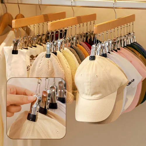Miniatura 4 de Organizador de armario con 10 clips, organizador de armario colgante que ahorra espacio, sombrero que ahorra espacio, bufanda, pinzas para la ropa