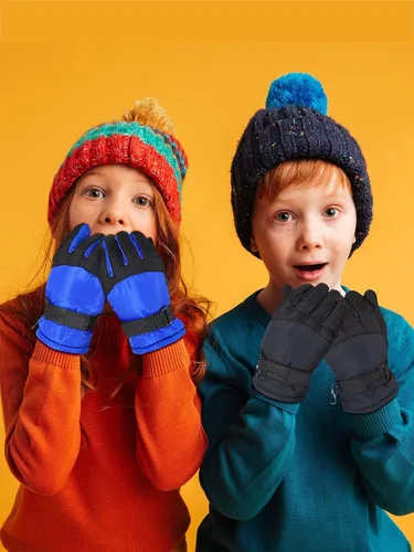 Miniatura 2 de SATINIOR 2 pares de guantes de nieve gruesos para niños, guantes de esquí para niños pequeños, guantes de invierno cálidos e impermeables para niños