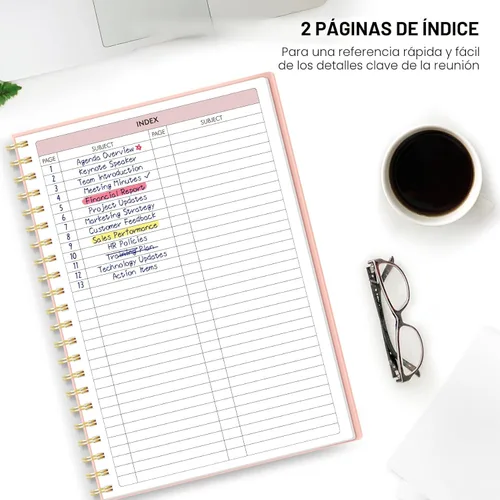Miniatura 3 de Taja Cuaderno de reuniones para organización del trabajo, cuaderno planificador de trabajo con artículos de acción, agenda para tomar notas, 160