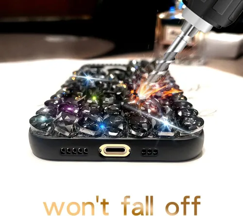 Miniatura 4 de Funda para Samsung Galaxy S21 Diamond - 3D Glitter Sparkle Bling Luxury Shiny Crystal Bumper Clear Gems Cute Protective Girly Case (negro)