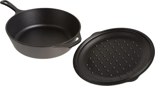Miniatura 3 de Lodge L10CF3 Sartén profunda cubierta de hierro fundido, pre-sazonada, 5 cuartos de galón y soporte de mango caliente de silicona ASHH11, negro