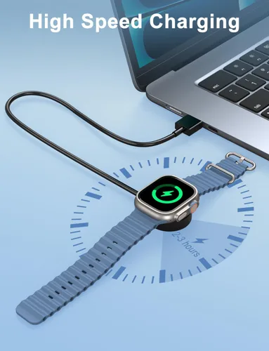 Miniatura 4 de Paquete de 2 cargadores cortos para Apple Watch, cargador USB magnético inalámbrico rápido para iWatch, compatible con iWatch Ultra/Series Negro