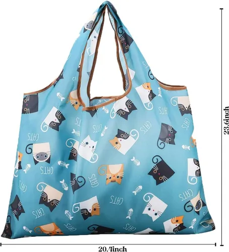 Miniatura 5 de Gophra - Bolsa de comestibles reutilizable, paquete de 2 unidades, grande, lavable, plegable, respetuosa con el medio ambiente, de nailon