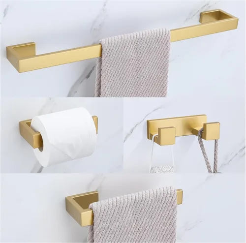 Miniatura 8 de Lairuier Juego de 4 piezas de barra de toallas de baño, juego de accesorios de baño en negro mate que incluye barra de toallas, soporte de toallas