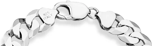 Miniatura 2 de Miabella Pulsera de plata de ley 925 italiana de 0.472 in de corte de diamante sólido cubano con eslabones bordillos, joyería para hombre fabricada