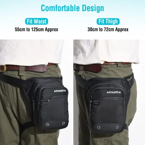 Miniatura 5 de HUANLANG Bolsa de pierna caída para hombres y mujeres, bolsa de muslo para motocicleta con arnés de pierna extraíble para actividades al aire libre