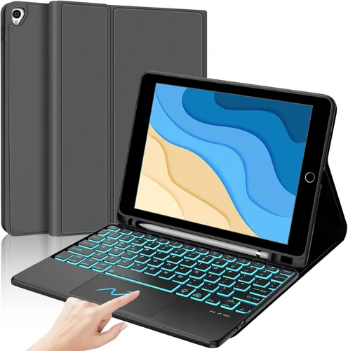 Miniatura 25 de Funda con teclado táctil para iPad de 9ª/8ª/7ª generación de 10.2 pulgadas, Pro 10.5, Air 3ª generación, funda inteligente con soporte para lápices