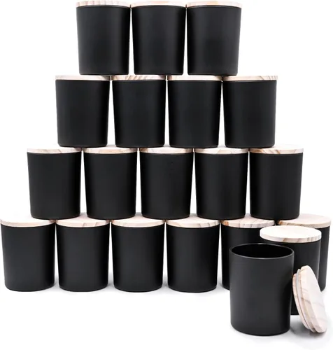 Miniatura 16 de SHOWIN Tarros Gruesos para Velas para Hacer Velas 20 Pcs, 7 OZ Tarros Vacíos con Tapas de Madera para Hacer Velas, Recipiente de Muestra