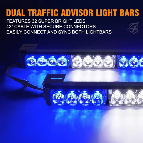 Miniatura 3 de Xprite Barra de Luz LED Estroboscópica Dual de Asesor de Tráfico de Emergencia con Controlador, Soporte de Ventosa para Parabrisas, Barras de Luz