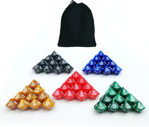 Miniatura 3 de Juego de 50 dados poliédricos de mármol D10, 5 x 10 piezas de 10 lados