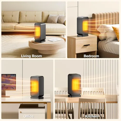 Miniatura 9 de Calentadores de espacio eléctricos portátiles para uso en interiores, mini calentador de espacio y ventilador combo, pequeño calentador