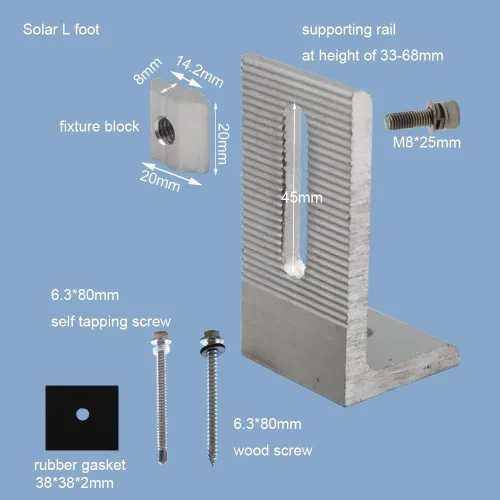 Miniatura 5 de Kit de soporte de montaje de techo de panel solar para techo de estaño inclinado inclinado