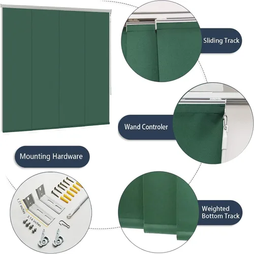 Miniatura 3 de Persiana de Panel Deslizante sin Cordón con Bloqueo Total, Persiana Vertical con Riel de 4 o 6 Rieles para Ventana Corrediza y Puerta de Patio, Gris