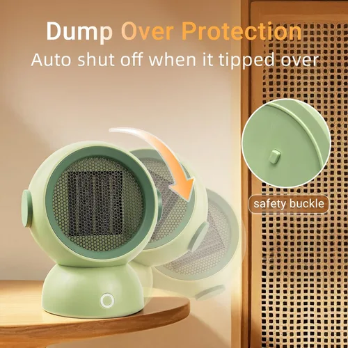 Miniatura 3 de Calentador de espacio, calentadores eléctricos portátiles para habitación pequeña, para uso en interiores, dos velocidades, 1200 W, mini