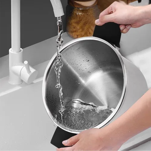 Miniatura 3 de Olla a presión de acero inoxidable de 4 cuartos de galón, utensilios de cocina de acero inoxidable 304 con tapa de fácil apertura y cierre, funciona