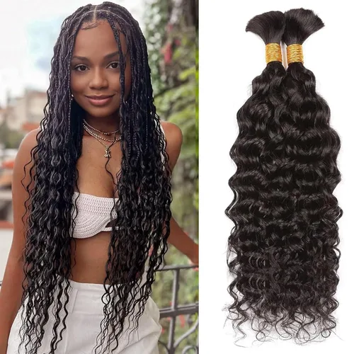 Miniatura 50 de Extensiones de cabello humano afro rizado 4B 4C Afro Kinky a granel de cabello humano virgen sin procesar para mujeres, negro natural, 8 pulgadas
