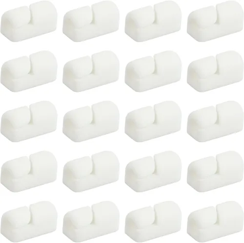 Miniatura 10 de Organizador de clips de cable, 20 unidades, autoadhesivos, gestión de cables, abrazaderas fijas para coche, oficina, hogar, escritorio, TV