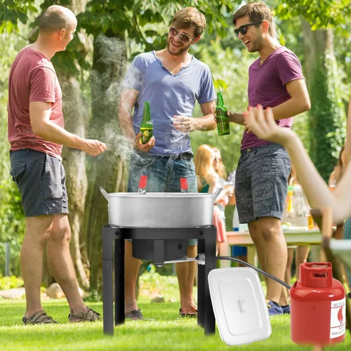 Miniatura 5 de OT1808-LID-Freidora de Propano con Olla Profunda Cuadrada de 18Qt – Cesta Colador de Aluminio de Alta Calidad para Freír Pescado, Olla para Mariscos