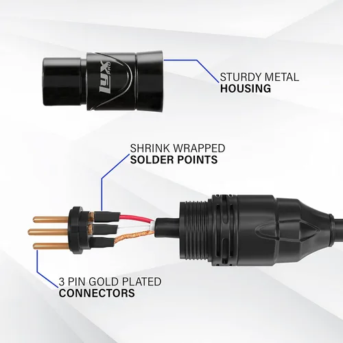 Miniatura 4 de LyxPro Cable de micrófono XLR hembra a macho de ángulo recto de 3 pines de 1.5 pies para altavoces amplificados, interfaz de audio, rendimiento