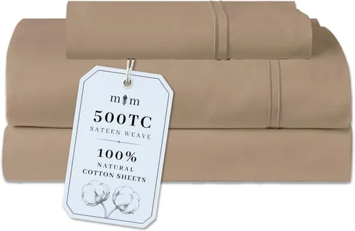 Miniatura 17 de Sábanas de Cama de Algodón 100% Natural Juego de Sábanas Cal King de Tejido Satinado de Una Sola Capa de 500 TC Ropa de Cama Sólida Transpirable