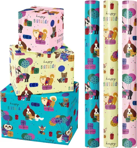Miniatura 19 de WRAPAHOLIC - Papel de regalo para baby shower con diseño de oso - Rollo mini - 3 rollos - 17 pulgadas x 120 pulgadas - Papel de regalo con lazo