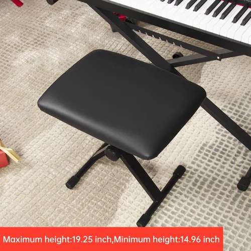 Miniatura 3 de AODSK Banco para teclado estilo X con cojín acolchado, banco de piano ajustable, taburete plegable con asiento, algodón ignífugo, diseño