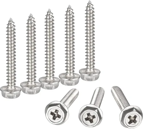 Miniatura 6 de uxcell Phillips - Tornillos autorroscantes para arandela hexagonal, M6 x 0.984 in, acero inoxidable 304, brida hexagonal, 25 piezas
