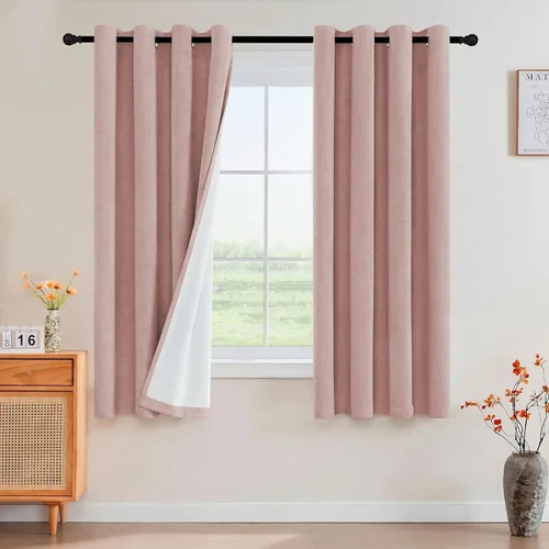 Miniatura 150 de Primitive - Cortinas opacas 100 % de lino texturizado natural para dormitorio, sala de estar, cortinas para ahorra energía, tela de arpillera