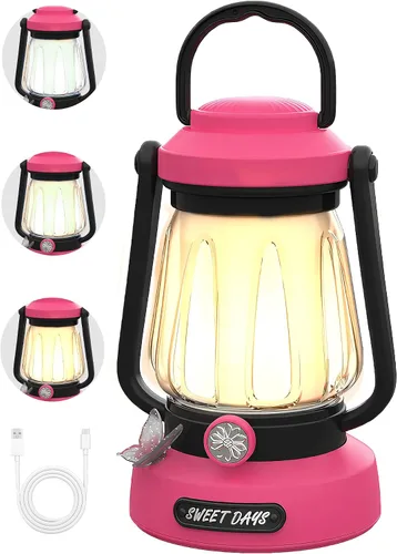 Linterna infantil con 4 colores regulables y carga USB-C, luces de mariposa para dormitorio, aventuras en interiores y exteriores y uso de