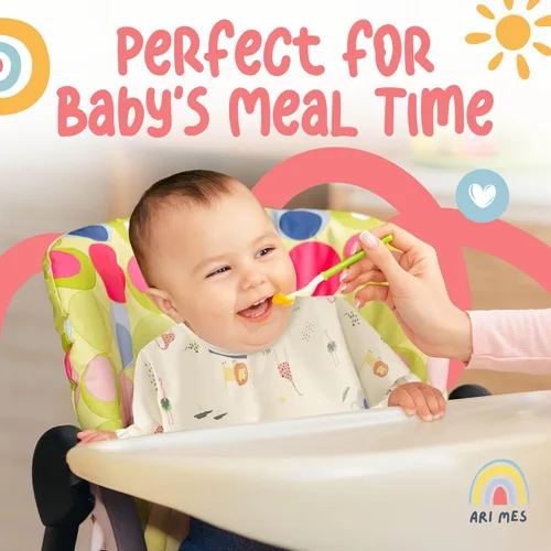 Miniatura 2 de ARI MES Baberos impermeables de manga larga para bebés para comer - Arcoíris, pequeño - Vestible, cubretodo para niño pequeño, babero de manga