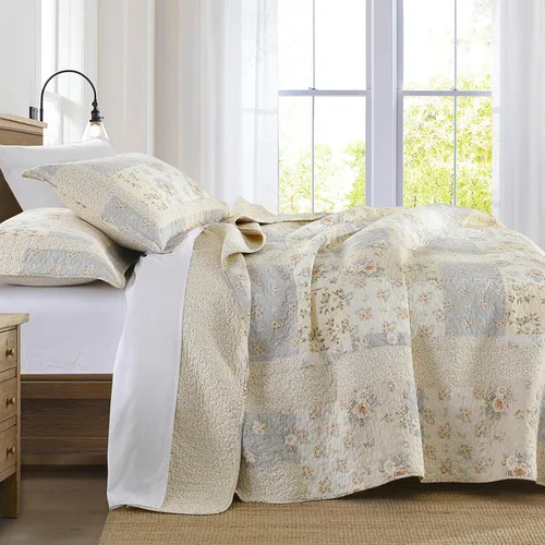 Miniatura 3 de SahSahCasa Juego de colcha cubrecama edredón de 120"x102" 100% algodón de gran tamaño Queen, colcha acolchada Queen extra grande, cubrecama XL