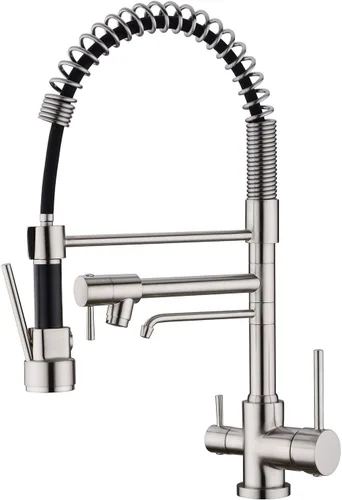 Miniatura 10 de Delle Rosa Grifo de cocina, grifo de agua potable de 3 vías, grifos purificadores de agua 3 en 1, arco alto y asas duales, grifos de fregadero