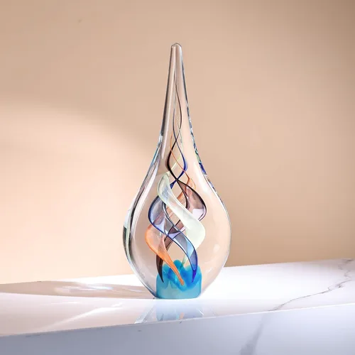 Miniatura 3 de Escultura de vidrio soplado a mano, decoración de estilo Murano, figuras de colección de arte de vidrio transparente, estatua decorativa de lágrima