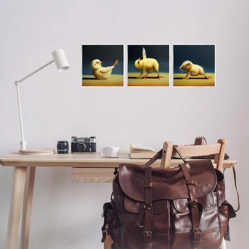 Miniatura 2 de Stupell Industries Yoga Chick Trio Painting Funny Farm Animals Stretching, placa de pared con diseño de Lucia Heffernan, 12 x 12 pulgadas