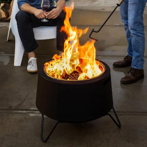 Miniatura 2 de TIKI Fogata social sin humo de 20 pulgadas, hoguera portátil para exteriores con base de ceniza extraíble, soporte y cubierta de tela, moderna