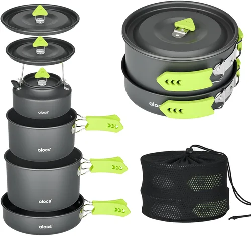 Miniatura 11 de Alocs Camping Cookware Set - Lightweight Camping Pots and Pans - Portable Outdoor Cookware with Kettle - Camping Cookware Mess Kit for 2