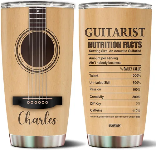 Miniatura 20 de Regalos personalizados de bajo para hombres, taza de café aislada de acero inoxidable de 20 onzas, vaso de viaje con tapa, regalo para amantes