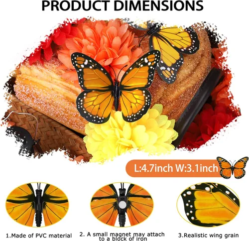 Miniatura 2 de Hommtina 40 piezas de decoraciones de mariposa monarca para manualidades, mariposas falsas de alta calidad, decoración de pared para el hogar, boda