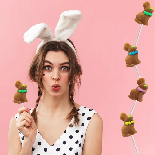 Miniatura 3 de Fruidles Paletas de conejo de Pascua, huevos de Pascua coloridos, sin grasa, envueltos individualmente (paquete de 24)