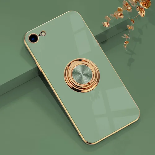Miniatura 9 de aowner Funda para iPhone SE 3/SE 2/iPhone 8/7, chapado en oro rosa, borde dorado rosa con soporte de rotación de 360 grados para mujeres y niñas