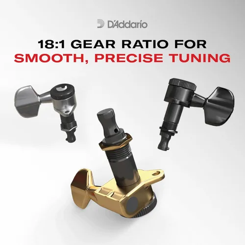 Miniatura 4 de D'Addario - Afinadores de ajuste automático - Afinadores de bloqueo para guitarras - Configuración 3+3, cromo