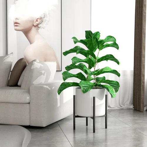 Miniatura 4 de EKNITEY Soporte ajustable para macetas: soporte de flores moderno para interiores y exteriores, organizador de plantas de metal, soporte para Negro