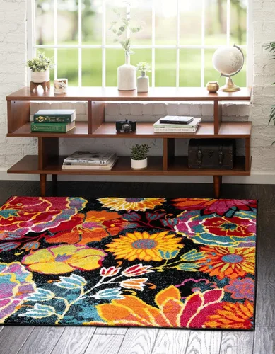 Miniatura 23 de Unique Loom colección Lyon - Alfombra Kennedy (2 x 3 pies 1 pulgada, Rectangular, Negro/Verde)