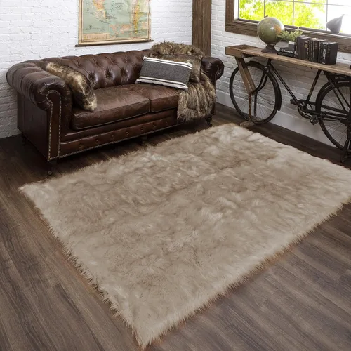 Miniatura 52 de Latepis - Tapete rectangular de piel sintética tipo lana de oveja suave, esponjosa y lavable para sala de estar, dormitorio, sala de juegos o Blanco
