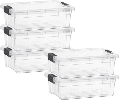 Miniatura 56 de Superio Cajas de almacenamiento transparentes con tapas, contenedores de plástico de 2.5 cuartos de galón para organizar, cajas apilables, sin BPA