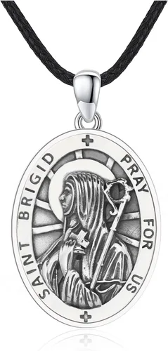 Miniatura 378 de Collar de plata de ley 925 con medalla de San Patrón, colgante de protección católica, amuleto, joyería religiosa para hombres y mujeres