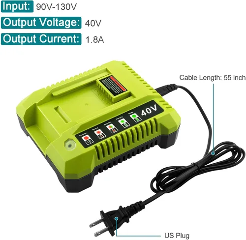 Miniatura 7 de Cargador OP401 de iones de litio de 40 voltios compatible con batería Ryobi de 40 V OP4026 OP40201 OP4040 OP40401 OP4050 OP4050A OP40501 OP40601