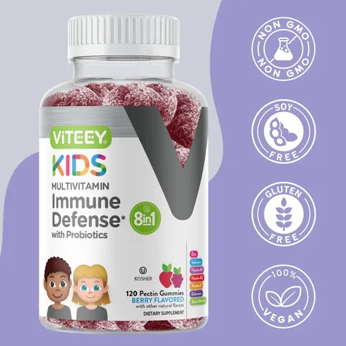 Miniatura 6 de Viteey Gomitas multivitamínicas para niños con probióticos, 8-1 vitaminas para niños para apoyo a la salud inmunológica con vitamina C, D3, B12, B6